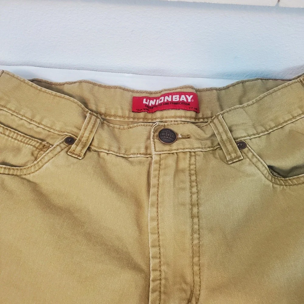 Unionbay Mens Khaki Chino Shorts Tan Cotton Twill Size 32